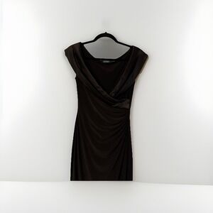Lauren Ralph Lauren Women 4 Black Jersey Off The Shoulder Gown Side Slit